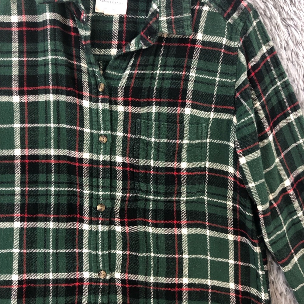 American Eagle Shirt Womens Medium Amazingly Soft Plaid Checkered Button Front - Picture 4 of 12